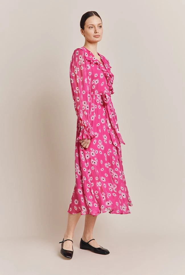 Su Georgette Midi Dress Pink Daisy 5 Su Georgette Midi Dress Pink Daisy - Image 3