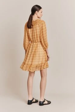 Poppy Gingham Knee Length Dress Orange Gingham -Ghost Fashion Store D06G035 Z98 27503 650px 964px