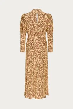 Lea Crepe Midi Dress Yellow Flowerpots -Ghost Fashion Store D06G037 Z37 27368 650px 964px