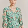 Margot Georgette Midi Dress Green Floral