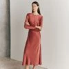 Mari Satin Midi Dress Burnt Sienna -Ghost Fashion Store D06G041 G04 27055 650px 964px