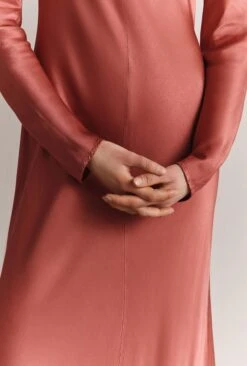 Mari Satin Midi Dress Burnt Sienna -Ghost Fashion Store D06G041 G04 27060 650px 964px