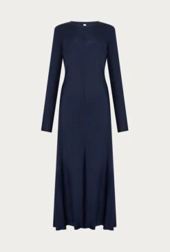 Mari Satin Midi Dress Navy -Ghost Fashion Store D06G041 K10 26841 650px 964px