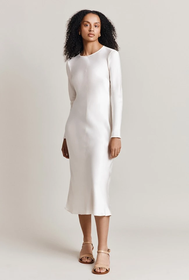 Mari Satin Midi Dress Ivory 9 Mari Satin Midi Dress Ivory - Image 7