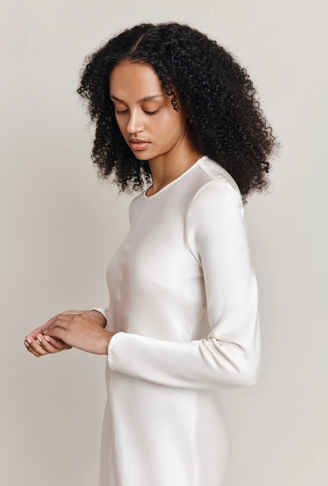 Mari Satin Midi Dress Ivory 10 Mari Satin Midi Dress Ivory - Image 8