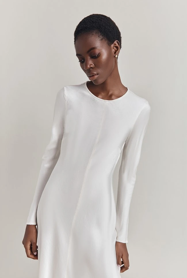 Mari Satin Midi Dress Ivory 4 Mari Satin Midi Dress Ivory - Image 2