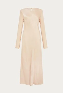 Mari Satin Midi Dress Stone -Ghost Fashion Store D06G041 N04 26830 650px 964px