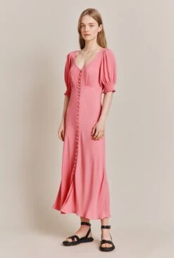 Coco Crepe Midi Dress Blossom Pink -Ghost Fashion Store D06G043A H11 27858 650px 964px