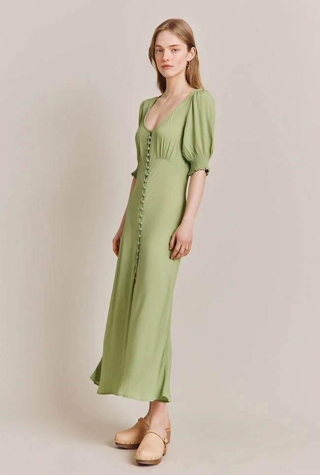 Coco Crepe Midi Dress Leaf Green 5 Coco Crepe Midi Dress Leaf Green - Image 3