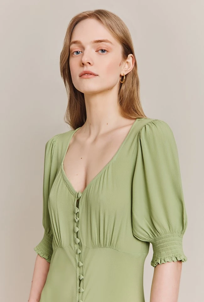 Coco Crepe Midi Dress Leaf Green 4 Coco Crepe Midi Dress Leaf Green - Image 2