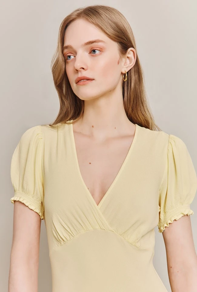 Poet Crepe Midi Dress Yellow 3 Poet Crepe Midi Dress Yellow