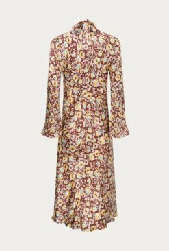 Ayla Satin Midi Dress Sandy Floral -Ghost Fashion Store D06G045A Z51 27450 650px 964px