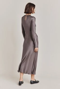 Freya Satin Midi Dress Grey -Ghost Fashion Store D06G048 B03 28775 650px 964px