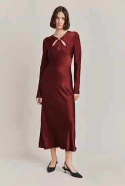 Freya Satin Midi Dress Port -Ghost Fashion Store D06G048 G30 28769 650px 964px