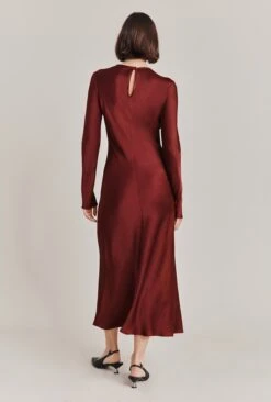 Freya Satin Midi Dress Port -Ghost Fashion Store D06G048 G30 28771 650px 964px