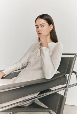 Freya Satin Midi Dress Ivory -Ghost Fashion Store D06G048 M12 27100 650px 964px