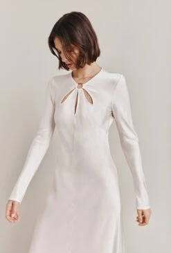 Freya Satin Midi Dress Ivory -Ghost Fashion Store D06G048 M12 28469 650px 964px