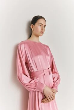 Delia Midi Satin Dress Pink -Ghost Fashion Store D06G049 H44 26955 650px 964px