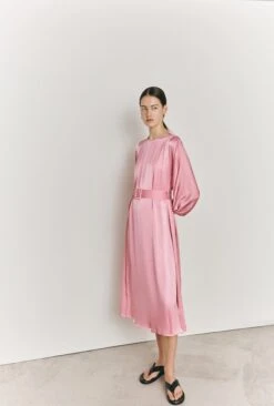 Delia Midi Satin Dress Pink -Ghost Fashion Store D06G049 H44 26957 650px 964px