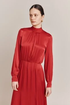 Miley Satin Midi Dress Carmine -Ghost Fashion Store D06G051A G28 27279 650px 964px