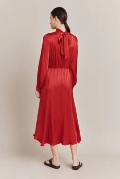 Miley Satin Midi Dress Carmine -Ghost Fashion Store D06G051A G28 27280 650px 964px
