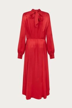 Miley Satin Midi Dress Carmine -Ghost Fashion Store D06G051A G28 27283 650px 964px