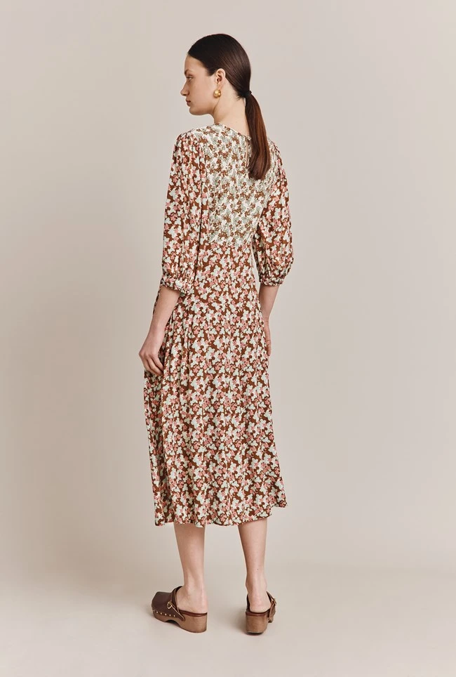 Iris Midi Dress Maroon Floral 6 Iris Midi Dress Maroon Floral - Image 4