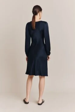Josephine Satin Knee Length Dress Navy 9 Josephine Satin Knee Length Dress Navy -Ghost Fashion Store D06G057 K10 27520 650px 964px