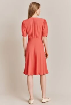 Mia Crepe Knee Length Dress Coral -Ghost Fashion Store D06G060 F05 27672 650px 964px