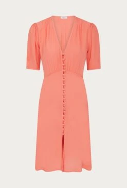 Mia Crepe Knee Length Dress Coral -Ghost Fashion Store D06G060 F05 27673 650px 964px