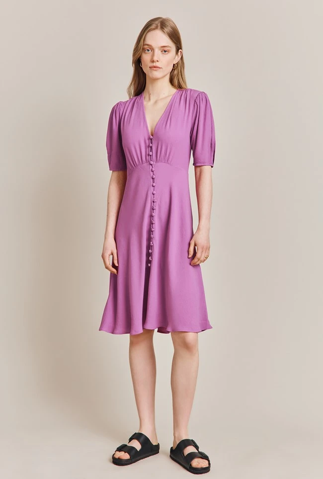 Mia Crepe Knee Length Dress Mauve 4 Mia Crepe Knee Length Dress Mauve - Image 2