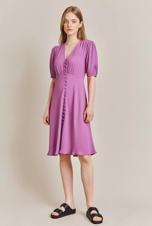 Mia Crepe Knee Length Dress Mauve 5 Mia Crepe Knee Length Dress Mauve - Image 3