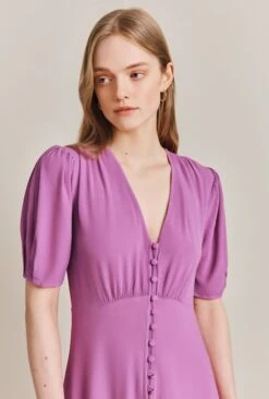Mia Crepe Knee Length Dress Mauve