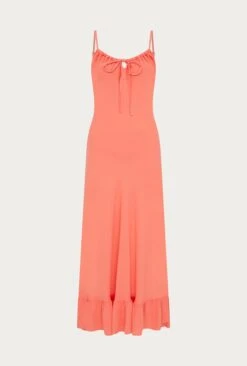 Isabella Crepe Midi Dress Coral -Ghost Fashion Store D06G061 F05 27695 650px 964px
