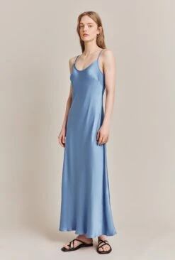 Joelle Satin Midi Dress Cornflower Blue -Ghost Fashion Store D06G062 K92 27612 650px 964px