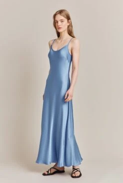 Joelle Satin Midi Dress Cornflower Blue