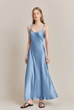 Joelle Satin Midi Dress Cornflower Blue -Ghost Fashion Store D06G062 K92 27614 650px 964px