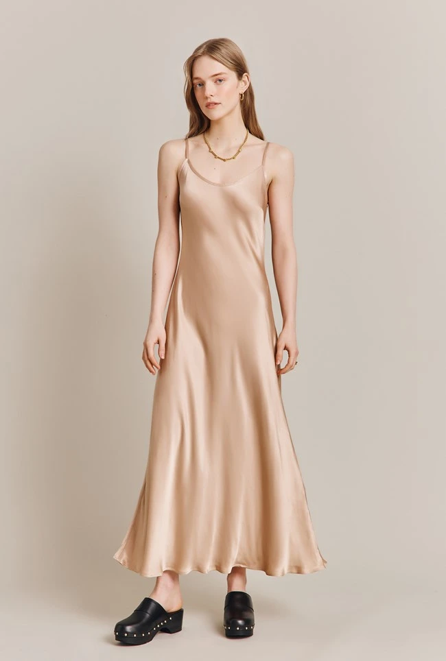 Joelle Satin Midi Dress Stone 5 Joelle Satin Midi Dress Stone - Image 3