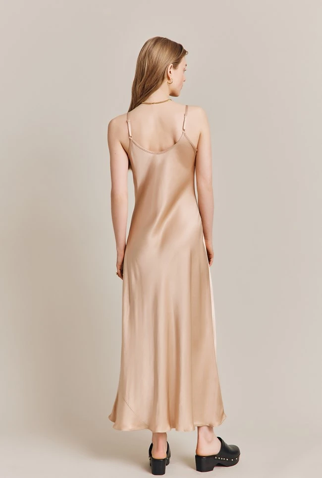 Joelle Satin Midi Dress Stone 6 Joelle Satin Midi Dress Stone - Image 4