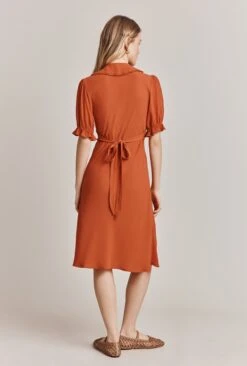 Lili Crepe Knee Length Dress Burnt Orange -Ghost Fashion Store D06G066 F16 27931 650px 964px