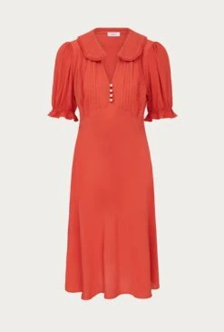 Lili Crepe Knee Length Dress Burnt Orange -Ghost Fashion Store D06G066 F16 27932 650px 964px