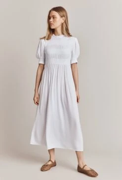 Eloise Crepe Midi Dress White -Ghost Fashion Store D06G071 C01 27942 650px 964px