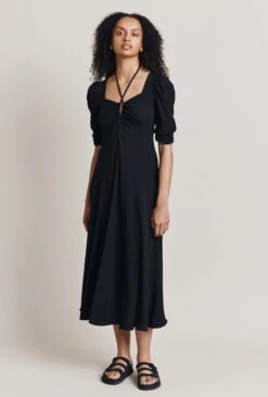Penelope Crepe Midi Dress Black -Ghost Fashion Store D06G072 A01 28272 650px 964px