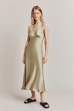 Lua Satin Midi Dress Willow -Ghost Fashion Store D06G076 J34 28387 650px 964px