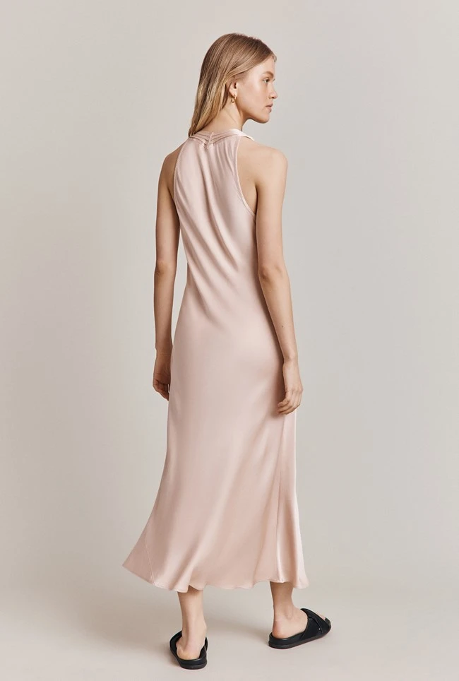 Lua Satin Midi Dress Oyster 6 Lua Satin Midi Dress Oyster - Image 4