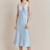 Summer Satin Midi Dress Chambray Blue
