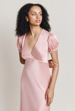 Clemence Satin Midi Dress Pink