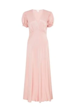 Clemence Satin Midi Dress Pink -Ghost Fashion Store D06G084 H44 28037 650px 964px