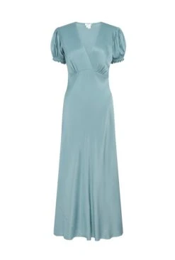 Clemence Satin Midi Dress Petrol Green -Ghost Fashion Store D06G084 K72 28038 650px 964px
