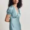Clemence Satin Midi Dress Petrol Green